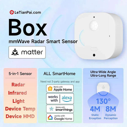 Letianpai Box,Smart Sensor,mmWave Radar, Supports Matter and can connect to Apple Home, Google Home, Tuya, etc.